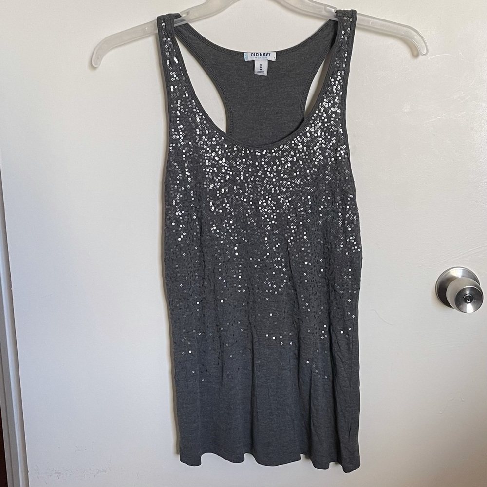 Grey Sequin Tank top Old Navy Racerback